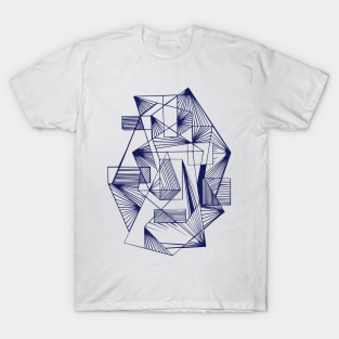 Blue Geometric abstract modern T-Shirt